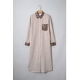 thumbnail image 6 of Women's Brown Striped Leopard Patchwork Long Shirt Dress with Slits | XL, 6 of 12