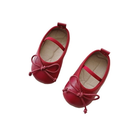 

Gomelly Baby Girls Crib Shoes Bowknot Mary Jane Soft Sole Princess Dress Shoe Cute Flats Newborn Infant Red 6-12 months