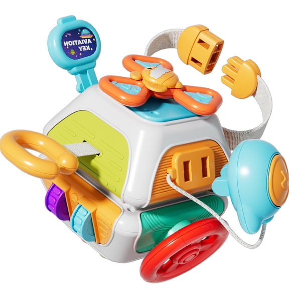 Montessori Busy Board Activity Cube, Sensory Travel Toy for Toddler 1-3 Years Old, Educational Learning Baby Toys for Age 6-12-18 Month, Christmas Birthday Gift for Kids Boy Girl