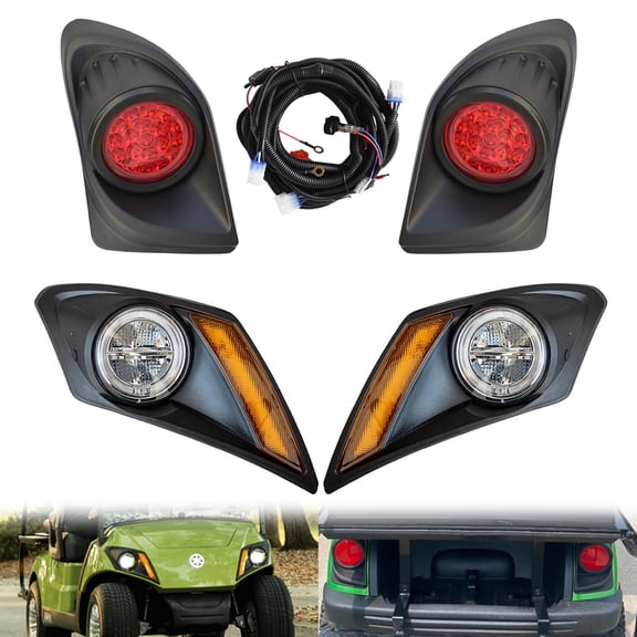 Partiue Golf Cart LED Light Kit for Yamaha Drive2 (2007 ), 12V Street Legal Kit with Headlights & Taillights Assembly for Gas &Electric Golf Cart