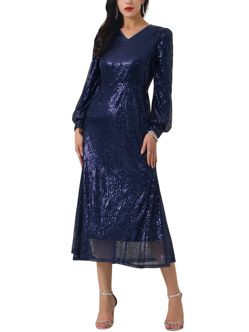 short sleeve midi summer dresses Powder Midi Summer Dress with Short Sleeves Blue / L