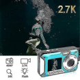 thumbnail image 3 of Cámara impermeable 10 pies 2.7k Full HD 48mp Cámara subacuática Zoom digital 16x Cámara digital impermeable Temporizador automático Pantallas duales Cámara subacuática para S, 3 of 5