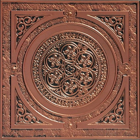 Steampunk-Faux Tin Ceiling Tile - Antique Copper 25-Pack