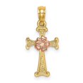 thumbnail image 1 of Diamond2Deal 14K Two-Tone Gold Cross w/ Flower Charm for Women, 1 of 4