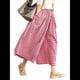thumbnail image 1 of Pantalones Palazzo de Algodón A Cuadros para Mujer, Cintura Elástica, con Bolsillos, para Verano Rojo XL, 1 of 8