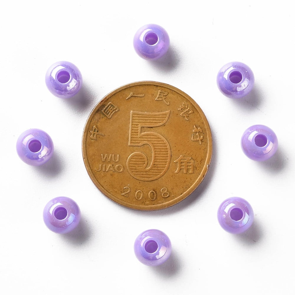 500gs Opaque Acrylic Beads AB color Round Lilac 6x5mm Hole: 1.8mm about 4400pcs/500g