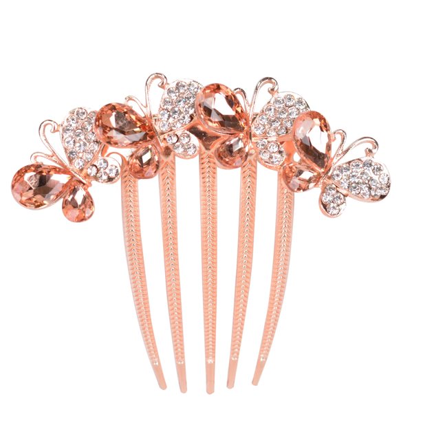 Cepillo para el cabello para mujeres, tocado de moda con pinza para el cabello con forma de mariposa de diamantes de imitación, accesorios para el cabello para mujeres, cabeza en forma de mo