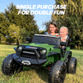 thumbnail image 3 of Hikiddo 24V 4WD Ride on Toys, 2-Seater Ride on Truck Electric Car for Big Kids with Remote, Bluetooth -Army Green, 3 of 10