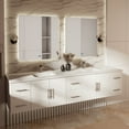 thumbnail image 2 of Geneva 84 in. W Glossy White Double Vanity, Cultured Marble Top, and 36 in. LED Mirrors, 2 of 11