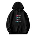 thumbnail image 1 of Men's Loose Fit Hoodie with Pockets Long Sleeve Pullover featuring Tennis Racket Design on Red and Blue Court Surface, 1 of 7