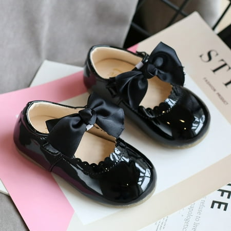 

LYCAQL Toddler Shoes Leather Toddler Shoes Girls Baby Knot Kids Princess Sandals Baby Shoes First Walking (Black 7 Toddler)