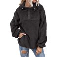 thumbnail image 1 of PVCS Femmes Chaud Veste Fausse Veste d'Hiver Fermeture Éclair Solide Sweat à Manches Longues, 1 of 4