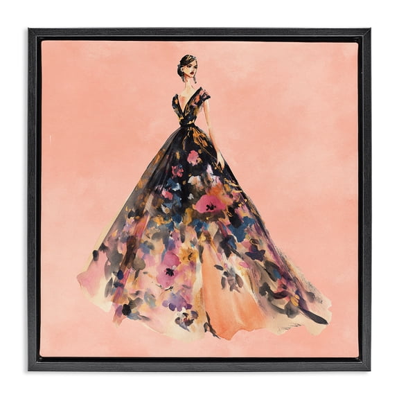 Stupell Industries Art Deco Rose Gold Night Black Floating Frame Canvas Art, 18 x 18, by Svetlana Aleynikova