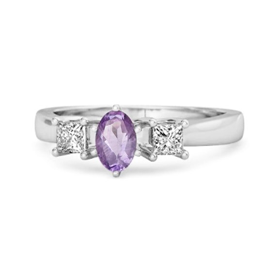 Mooneye 0.95 Ctw Amethyst 925 Sterling Silver Three Stone Confession Women Valentines Day Gifts Ring