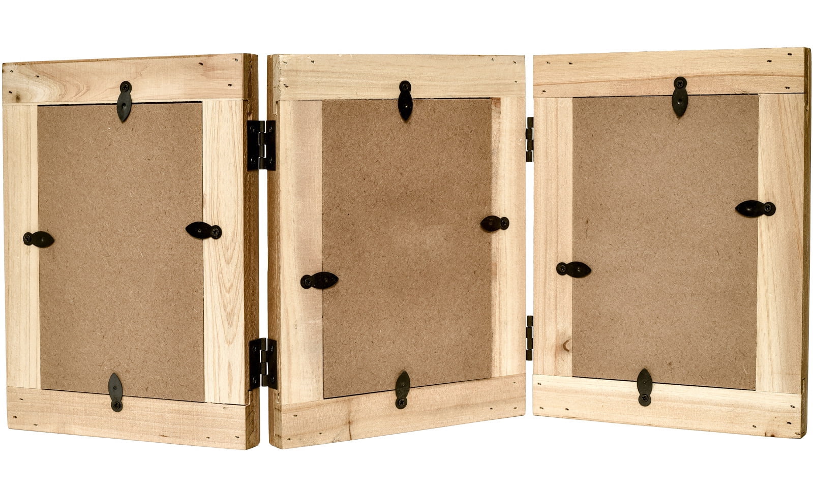 MODE HOME Rustic Distressed 3 Photos Folding Picture Frame Collage with Decorative Wood Beads, 3 Picture Frames 4x6 for Table or Wall Hanging, Farmhouse Gift Idea for Family and Friends