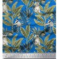 thumbnail image 1 of Soimoi Polyester Crepe Fabric Leaves & Lemur Animal Decor Fabric Printed Yard 42 Inch Wide, 1 of 3