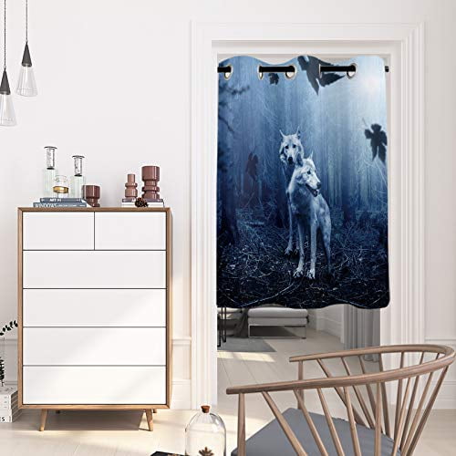 2 Panels 3D Wolf Print Animals Door Curtains Bedroom Blackout Drapes 