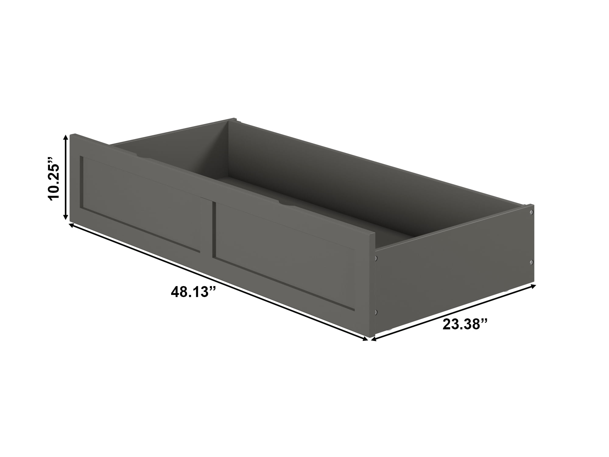 AFI Under Bed Foot Drawer Storage Drawer for Platform Beds, Full, Grey
