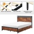 thumbnail image 6 of Full Size Bed Frame with 4 Drawers, Headboard Storage, LED Lights, USB Charging Station, Brown, 6 of 7