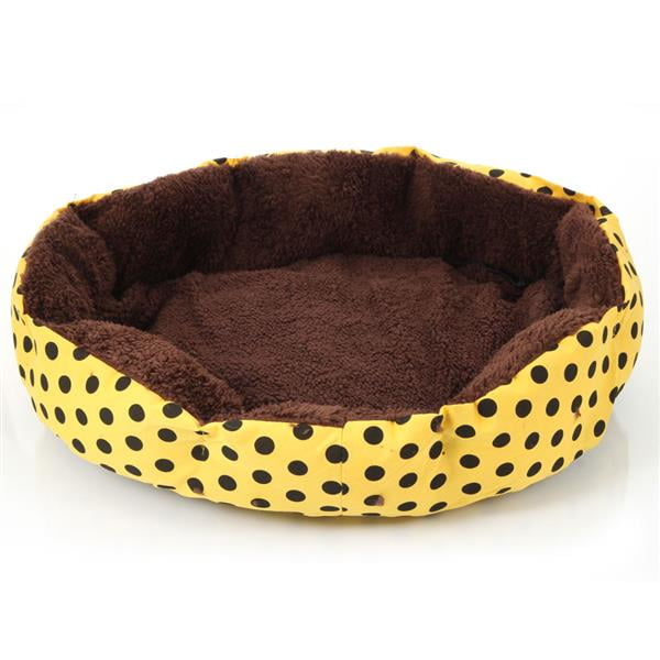 Grfamily Small Pets Beds Nice-Looking Dot Pattern Octagonal Flannelette & Cotton Warming Beds Suitable for 5kg or Below Pets 40 x 30 x 11cm Yellow 