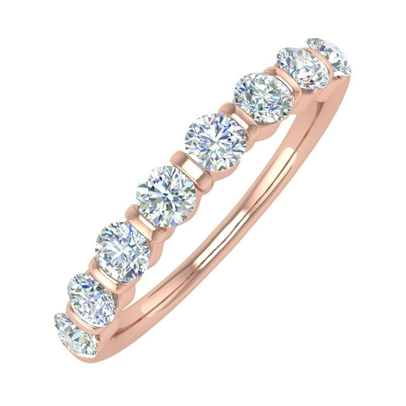1 Carat Diamond Wedding Band Ring in 14K Rose Gold (Ring Size 5.25) (SI1-SI2 Clarity)