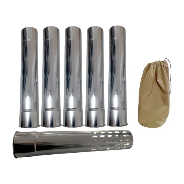 7 Piezas Chimenea Tubo Chimenea Tubería Acero Inoxidable Extensión Malla Cubierta Función Antiescaldadura Adecuado para Camping Estufa de Tienda