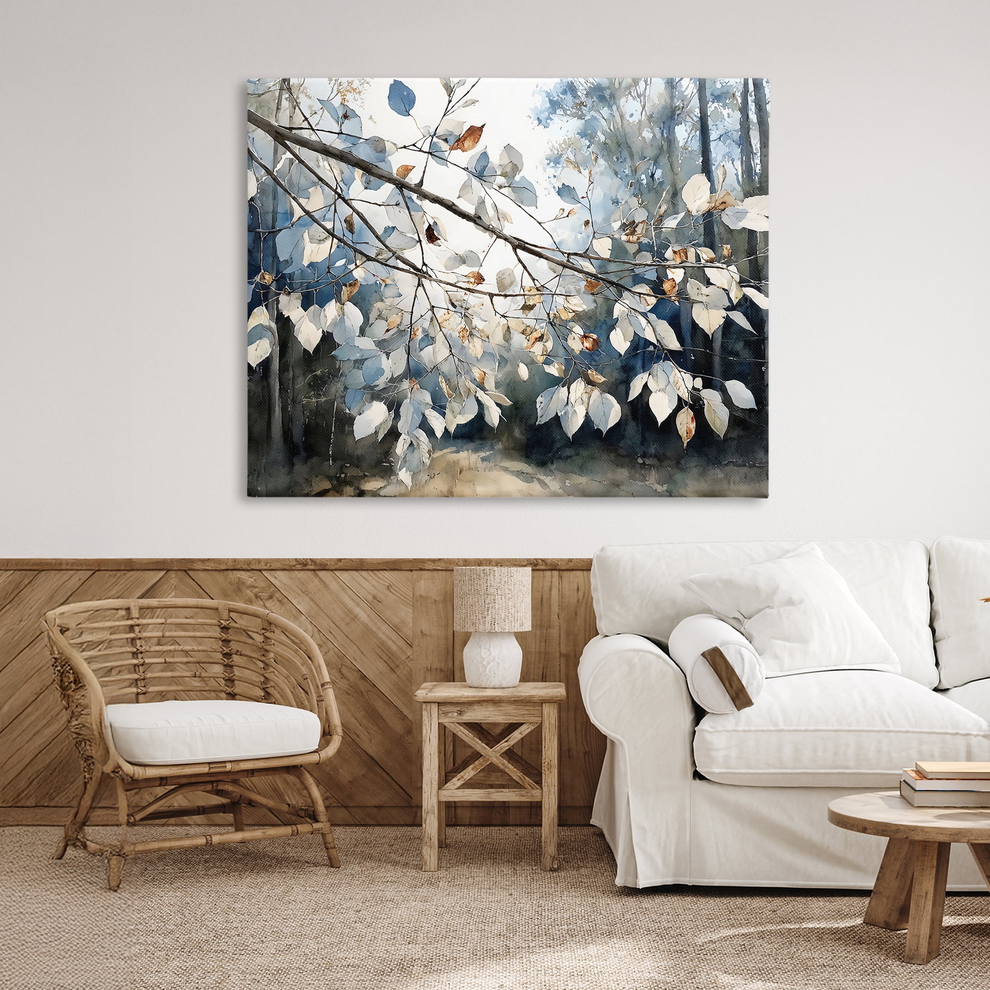 Stupell Industries Blue Fall Branch Leaves Canvas Wall Art, design by Franklyn Gregory