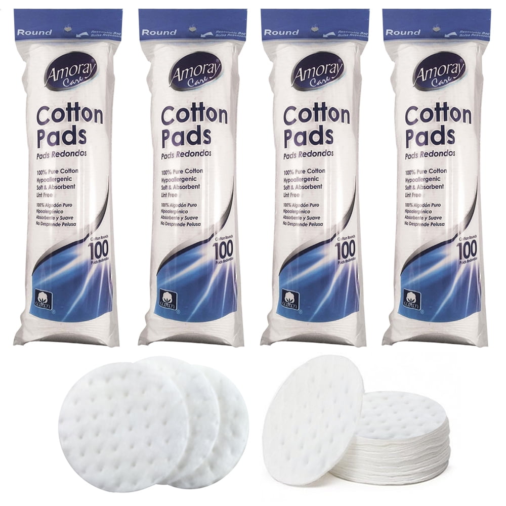 400ct Round 100 Cotton Pads Hypoallergenic Makeup Cosmetics Nail