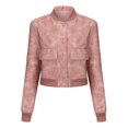 thumbnail image 2 of Aloohaidyvio Women's Faux Leather Cropped jackets Casual Vintage Buttons Motorcycle Short Coat Jacket, 2 of 5