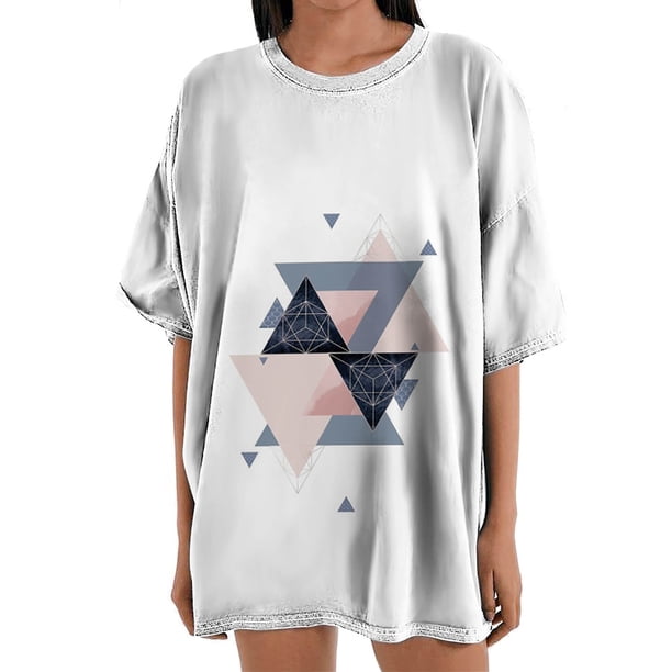 Blusa informal de manga corta con estampado geométrico de manga corta para mujer Fridja gope2917