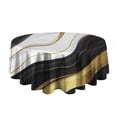 thumbnail image 5 of Black Marble Gold Wave Pattern Round Tablecloth 60"x60",Wrinkle Wipeable Table Cloth for Kitchen Dining Room Picnic Patio Party, 5 of 6