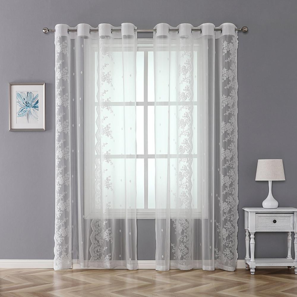 for Windows 280cmX250cm 2 Large White Lace Panels each 110"x98" Beds Curtain 