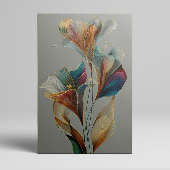 1pc Modern Abstract Floral Canvas Wall Art with Color - rich Petals on a Grey Background, Framed Decor room hanging Wall Picture Decor for Home Gifts, living room, bathroom, bedroom, kitchen wall art
