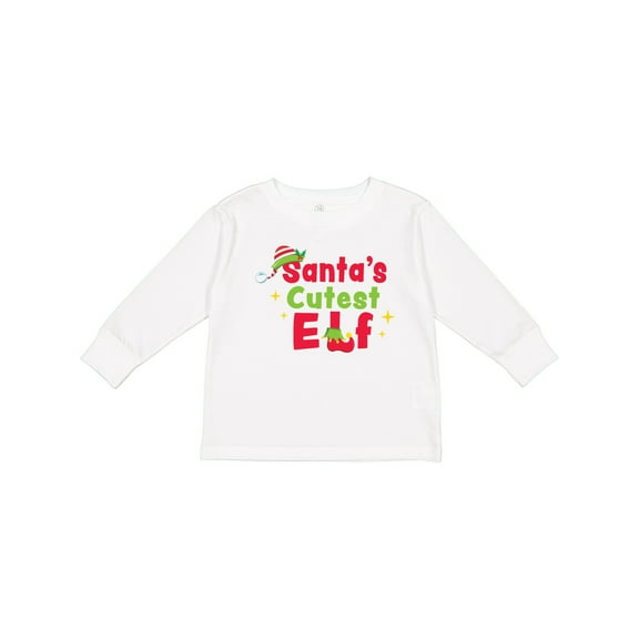 Inktastic Christmas Santa's Cutest Elf Boys or Girls Long Sleeve Toddler T-Shirt