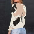 thumbnail image 4 of EchfiProm Womens Trendy Tops Beige Long Sleeve Slim Ribbed Crew Neck T-Shirt for Women Floral, 4 of 8