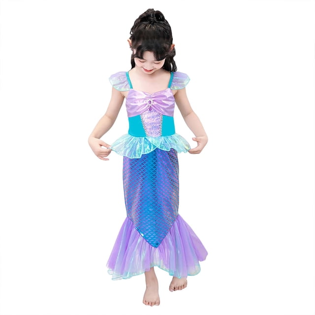 Robe pour Enfants Robe de Fête d'Été pour Filles Robe de Danse Robe de Princesse pour Enfants Robe de Jeu de Rôle Violette 4 Ans-5 Ans