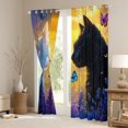thumbnail image 3 of Feelyou Black White Cat Curtains Pack of 2 (42x84 Each), Dreamy Butterfly Lavender Curtains Blackout, Romantic Valentines Day Bedroom Curtains, Window Curtains Home Decor, 3 of 6