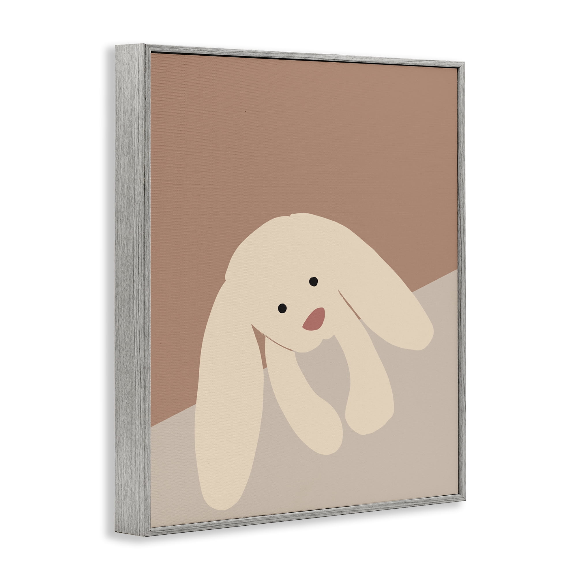 Stupell Industries Simple Floppy Bunny Animals & Insects Painting Gray Framed Art Print Wall Art, 11 x 14