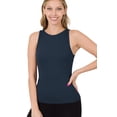 thumbnail image 2 of Niobe Clothing Womens Ribbed Crew Neck Sleeveless Tank Top, 2 of 4