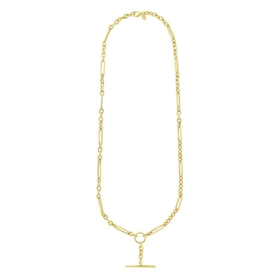 JewelStop 14K Yellow Gold Polished Finish Toggle Link Chain Necklace with Lobster Clasp - 18"