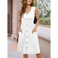 thumbnail image 5 of Women Summer Dresses Sleeveless Casual Loose Swing Button Down Midi Dress with Pockets White L, 5 of 7