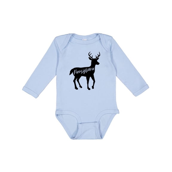 Inktastic Pennsylvania Black Deer Silhouette Boys or Girls Long Sleeve Baby Bodysuit