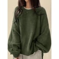 thumbnail image 4 of Women'S Long Sleeve Crewneck Jumper with Side Slit, Casual Soft Ribbed Knit Fall Winter Pullover Sweater, 4 of 8