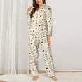 thumbnail image 2 of Lsque Milk Tea Pattern Long Sleeve Pajama Set for Women - Soft 2-Piece Sleepwear and Loungewear Set with Pockets, Comfy Nightwear-Medium, 2 of 7