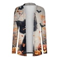 thumbnail image 6 of Nmnitkp Women's Halloween Pumpkin Cardigan Long Sleeve Open Front Knit Outwear Over Coats Plus Size Knit Sweater Top Multicolor,3XL, 6 of 6