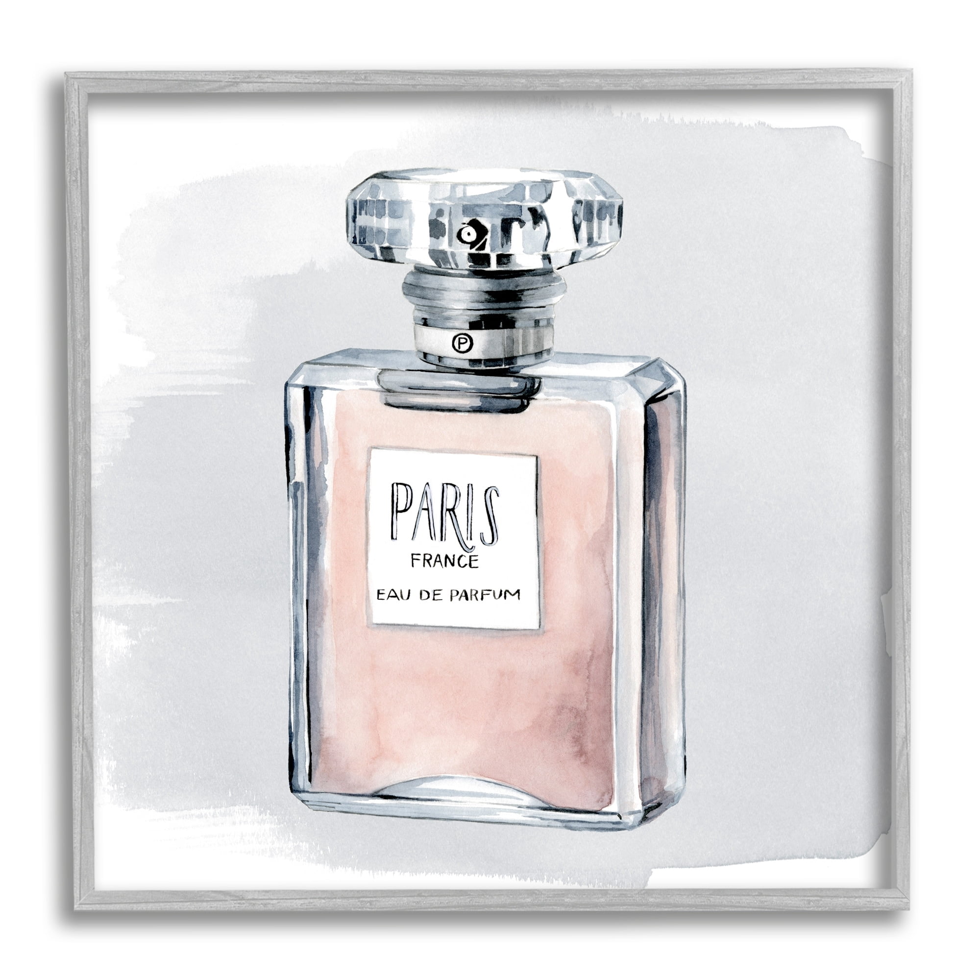 Stupell Industries Glam Perfume Bottle Pink Paris Watercolor Detail Framed Wall Art, 12 x 12, Design by Grace Popp