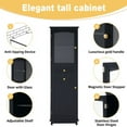 thumbnail image 2 of Tall Bathroom Storage Cabinet with Glass Doors, 2 Drawers & Adjustable Shelves, Freestanding MDF Organizer for Small Spaces, Black, 2 of 8