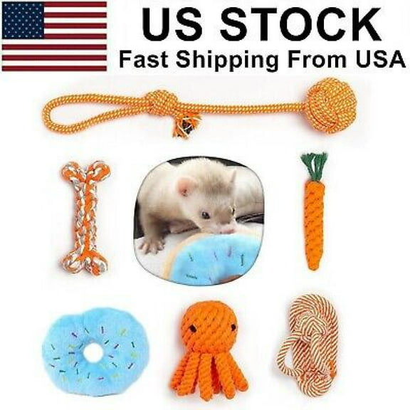 6Pcs Ferret Toys Knotted Rope Tug Perfect for Teething Mammals Cotton Rope Chew