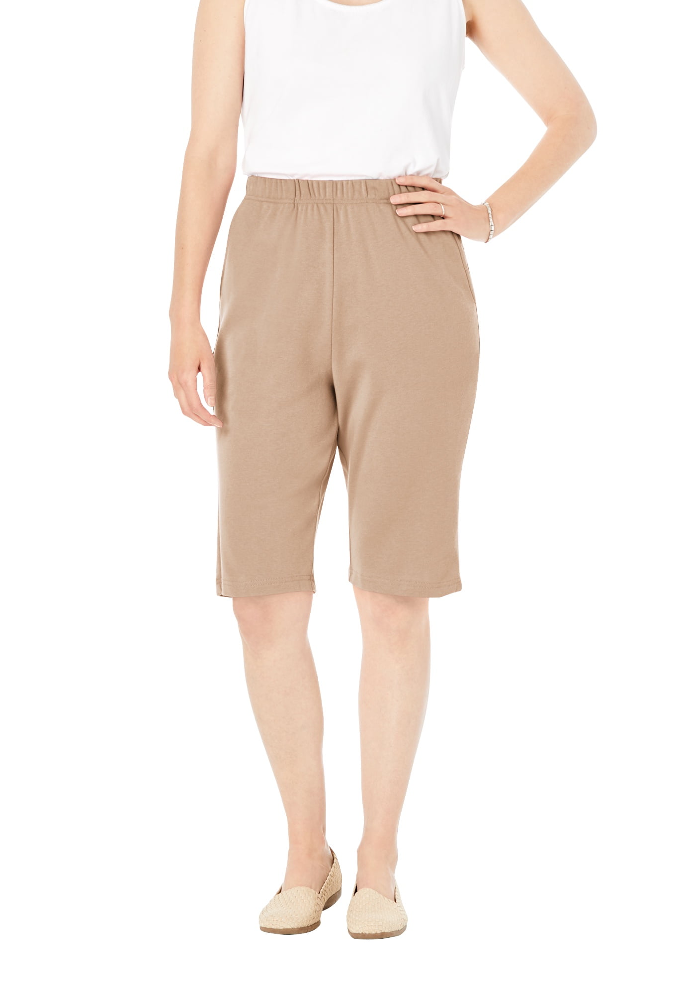 women's plus size khaki bermuda shorts