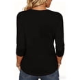 thumbnail image 3 of Stralyhd Graphic Face Graphic 3/4 Length Sleeve Womens Tops V Neck Halloween Holiday T Shirts Party Tee Halloween Graphic Print Top Black L, 3 of 3